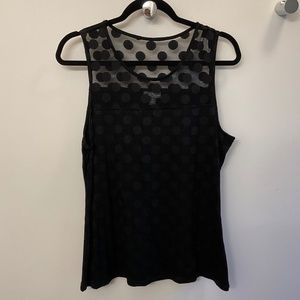 Market & Spruce Mesh Polka Dot Tank Top - Black - XL